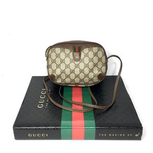 Authentic Gucci brown monogram coated canvas crossbody bag